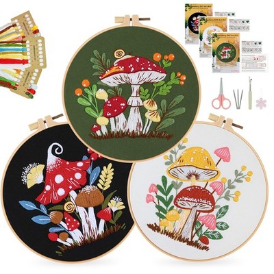 SunorthLife Embrodiery Kit for Beginners, Starter 9in, Mushroom 