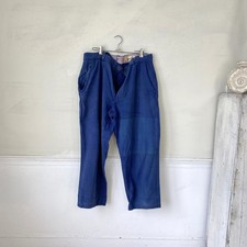 Blue Trousers Cotton Pants Vintage French Workwear 1950s Work Wear Pants Blue j