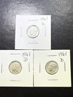 (3 Coins) 1961 D Silver Roosevelt Dimes