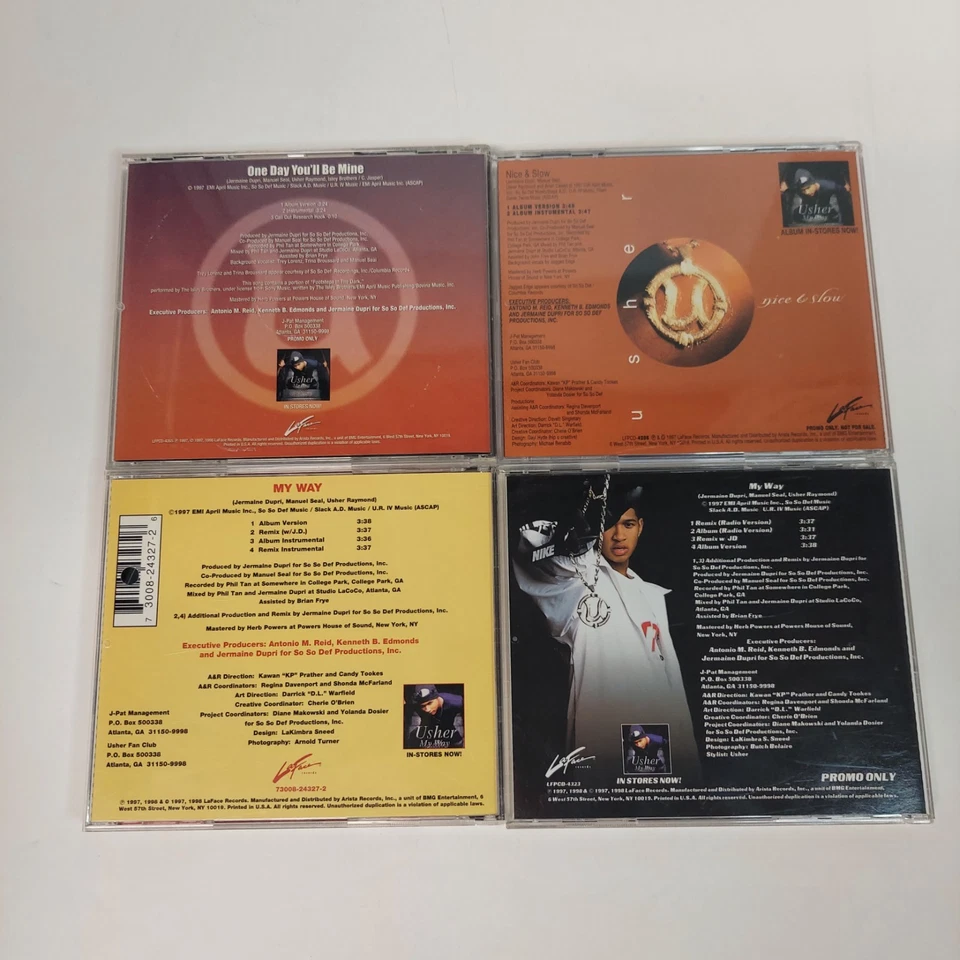 Usher CD Lot Of 4 - Promos/ Singles- My Way, One Day Youll Be Mine, Nice & Slow Foto 2 de 4