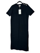 New SEZANE Emy Dress Women’s Medium Black  Savory Sleeve  Designer Cocktail