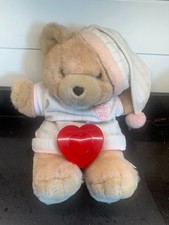 Vintage 1986 Heart To Heart Bear w/Original Nightgown Hat Plush Works