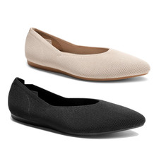 Women Knit Breathable Flat Shoes Pointed Toe Comfortable Slip On Dress Shoes