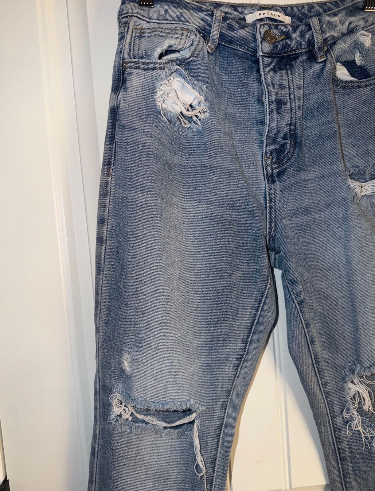 PacSun Distressed Straight Leg Jeans Blue Denim, photo 3