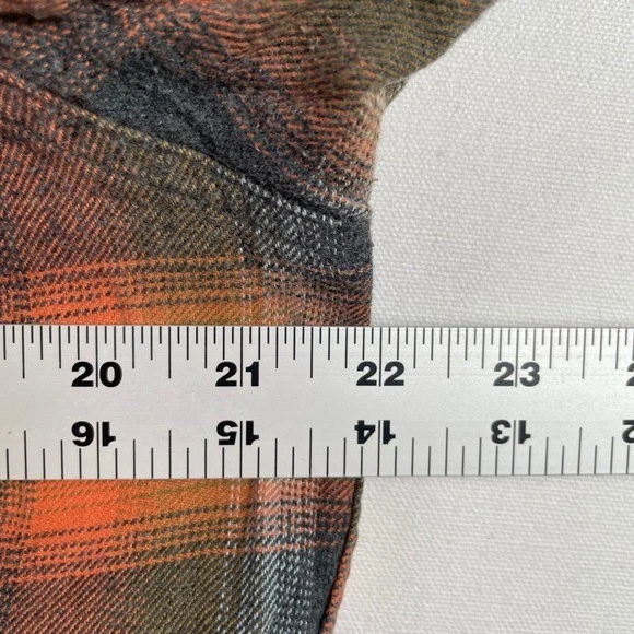Dakota Grizzly Mens Plaid Flannel Shirt Long Sleeve Snap Orange Grey Size L - Image 4 of 4