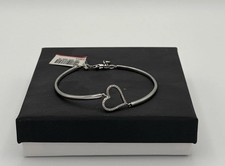 Sterling Silver 7.5 Bangle With Natural White Diamonds Lobster Clasp