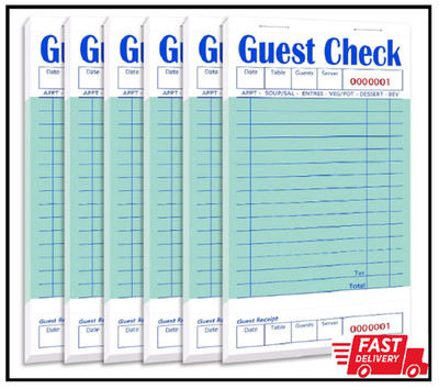 Guest Check Books 6 Pack, Guest Checks for Servers, Server Note Pads, Waitress A