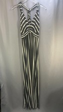Womens Maxi Dress Medium Black Beige Striped ...