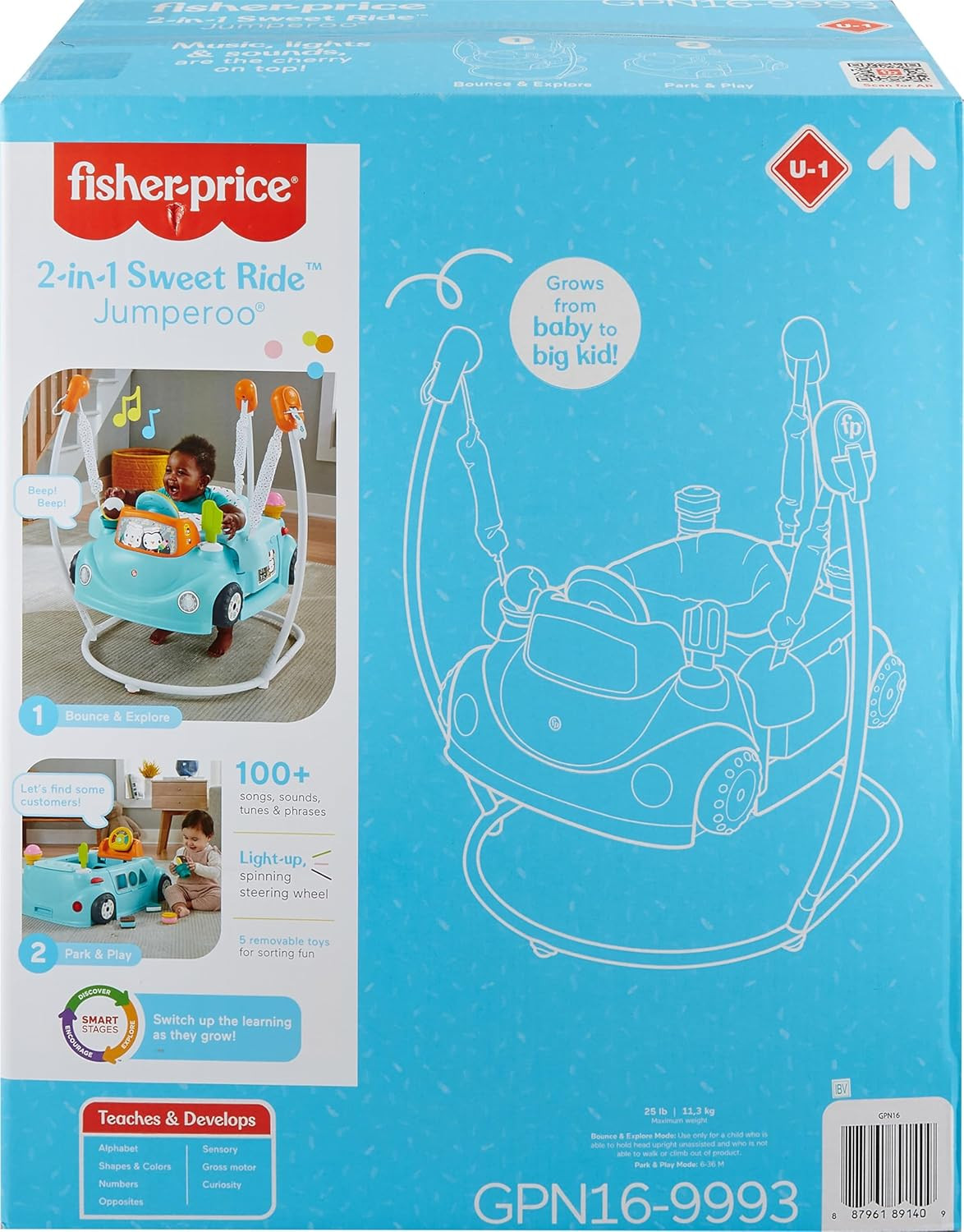 2-In-1 Jumperoo Activity Center for Baby to Toddler with Lights Sounds and Smart