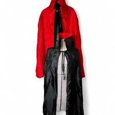 MATCHING VAMPIRE CAPES 2 SET RED BLACK REVERSIBLE DRACULA COSTUMES COUPLES