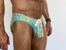 Swim Briefs, Men, Lot Of 2, Navy Blue And Baroque, Size Medium, New