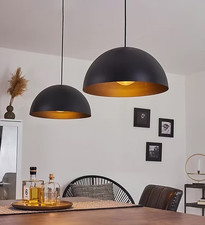 Black Metal Pendant Light Ceiling Fitting Modern Dome Shade Living Room Kitchen