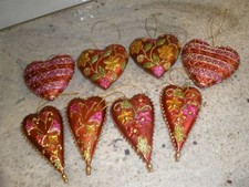 LOT OF 8 HEART CHRISTMAS ORNAMENTS