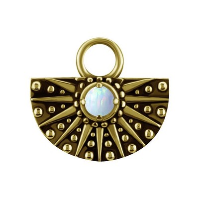 Charms - CoCr NF - durchbrochene Arbeit mit weißem Opal - Gold - D-088