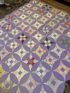 Antique Purple & White Nine Patch Quilt Colorful QS700