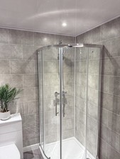 Grey Bathroom 8mm Wall Panels PVC Cladding Shower Wet Wall Tile Marble Effect