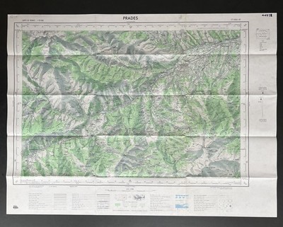 Vintage Carte De France Fold out sheet Paper Map of Prades 1963 outstanding cond