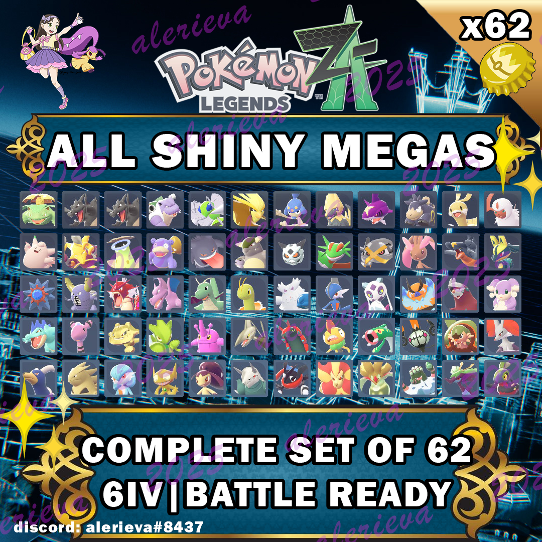 Shiny Link Code Za POKEMON LEGENDS ZA Z-A 6IV SHINY ALPHA FULL MEGA PACK ALL 62 +ZYGARDE ...