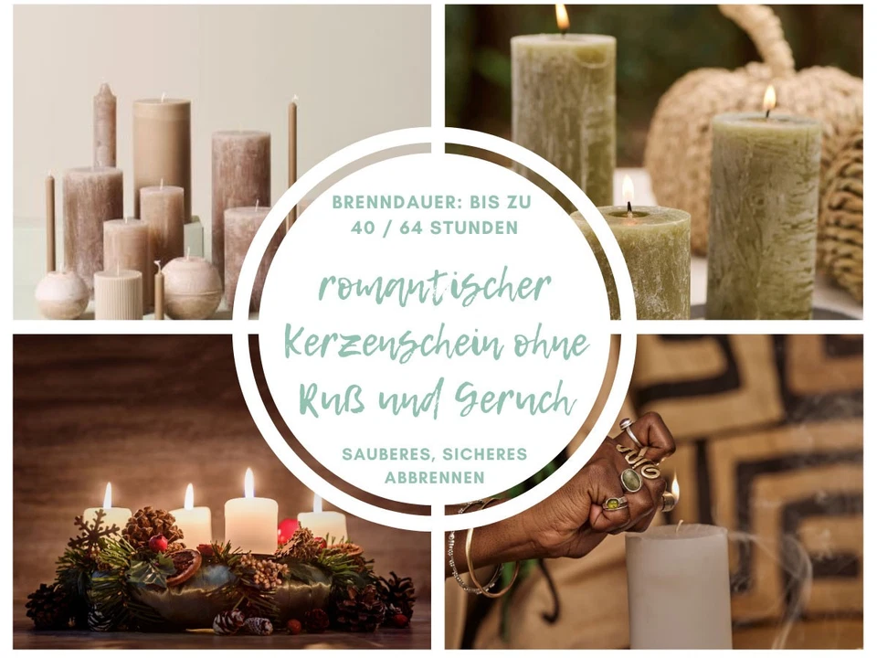 Exklusive Stumpenkerze Ribe Rustic 10x6,8cm / 14x6,8cm - Made in EU - Wachskerze - Bild 3 von 4