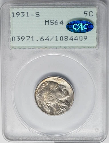 1931-S Buffalo Nickel 5c MS64 Rattler PCGS ~ CAC 951204-1