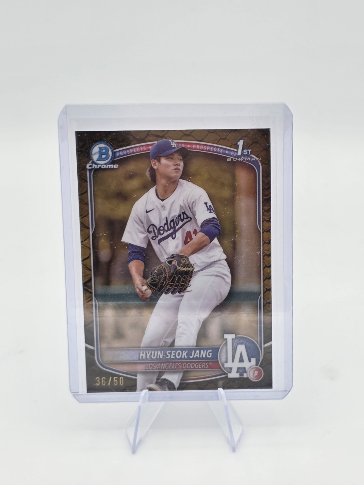 2025 Bowman Chrome - 1st Bowman Gold Reptilian Refractor 36/50 Hyun-Seok Jang