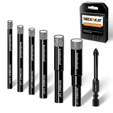 7-Piece Dry Diamond Drill Bits & Carbide Tile Drill Bit Set for Tile,Ceramic,...