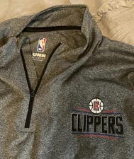 LOS ANGELES CLIPPERS Basketball UNK Long Sleeve 1/4 Zip XXL 2XL Gray Shirt