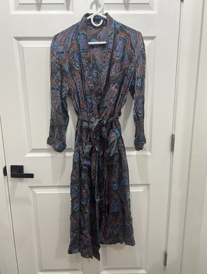 Vintage Victoria's Secret Paisley Silk Robe Shawl Collar Belted Long Sleeve M/L 