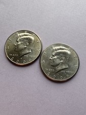 2000 P & D Kennedy Half Dollar (2) Clad Coins Circulated Free shipping N 387