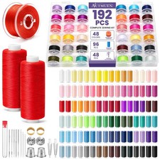 192 PCS Sewing Thread Kit 48 Colors Spools Bobbins Hand Machine