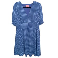 Kate Spade Dress Womens Size 14 Tea Garden Polka Dot Retro Cornflower Blue
