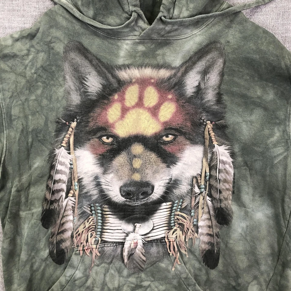 Sudadera con Capucha The Mountain Wolf 2XL Tie Dye Plumas Nativas Espíritu Animal Pullover Foto 3 de 4