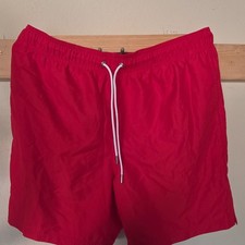 Lands' End Men's Red Swim Shorts Size L Elastic Waist Drawstring Pockets