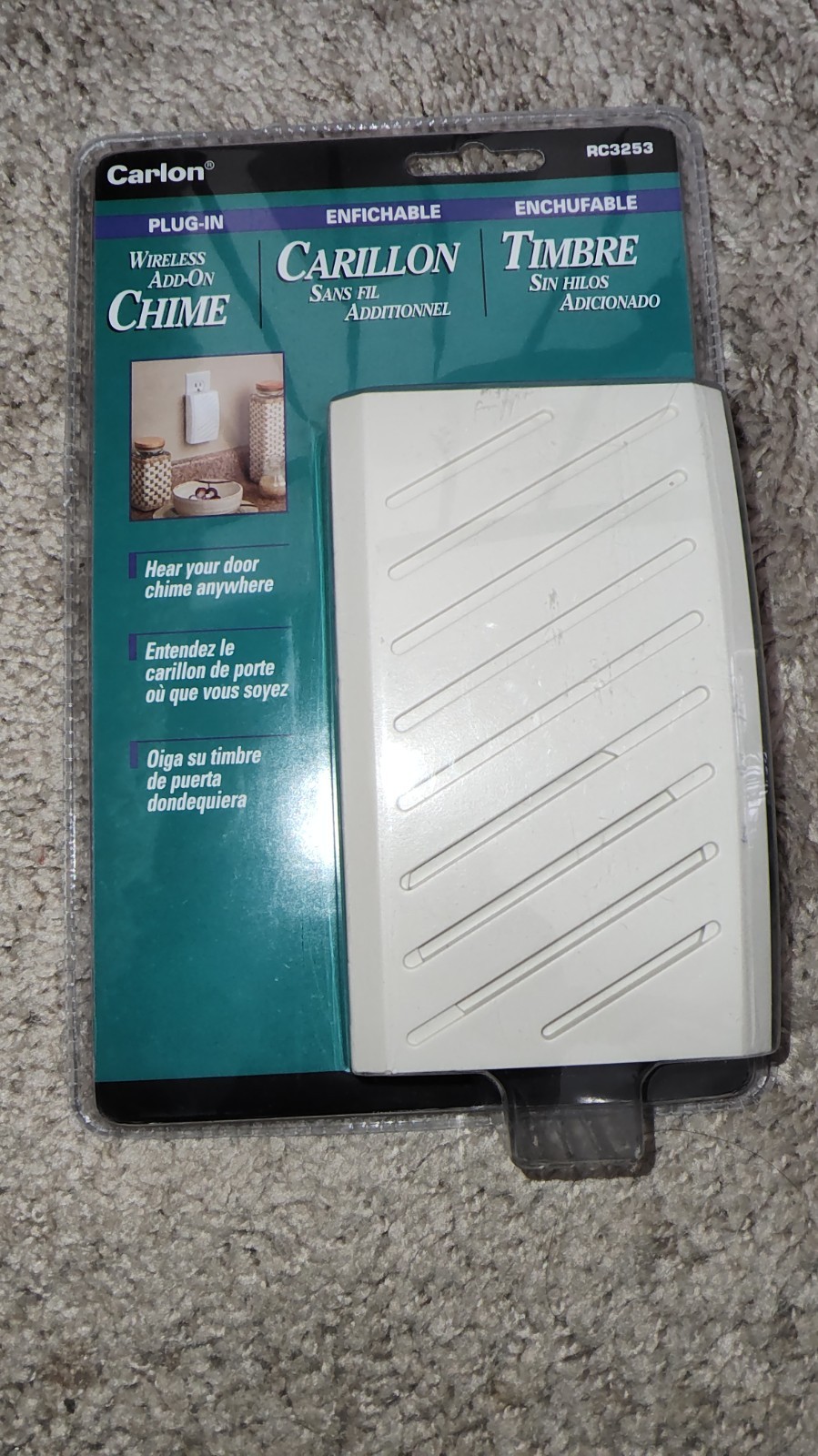 Carlon RC3253 Wireless Plug-In Add-On Door Chime 150 Ft Rang