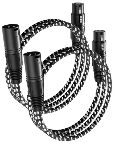 XLR Cables 3ft 2 Pack XLR Microphone Cable Balanced Shielded Nylon Braided Co...
