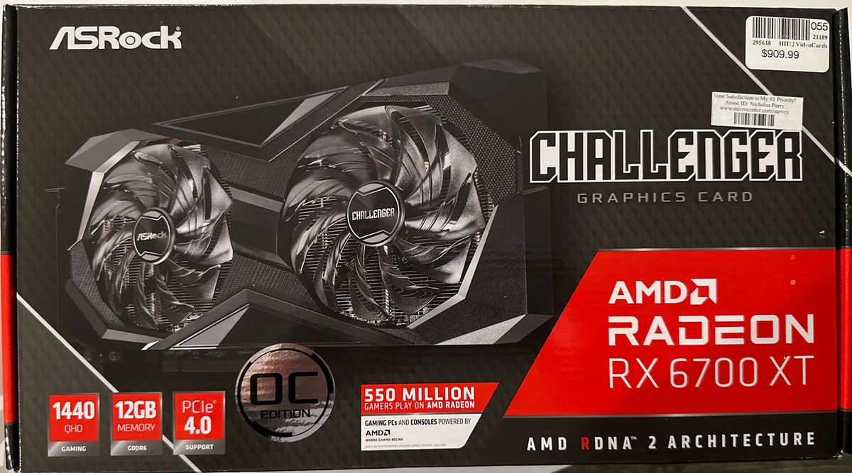ASRock Radeon RX 6700 XT Challenger D 12GB GDDR6 Graphics Card