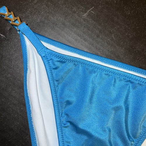 Victoria's Secret L,XL,XXL BIKINI BOTTOM BLUE COSMO Gold Chain Strap - Picture 2 of 3