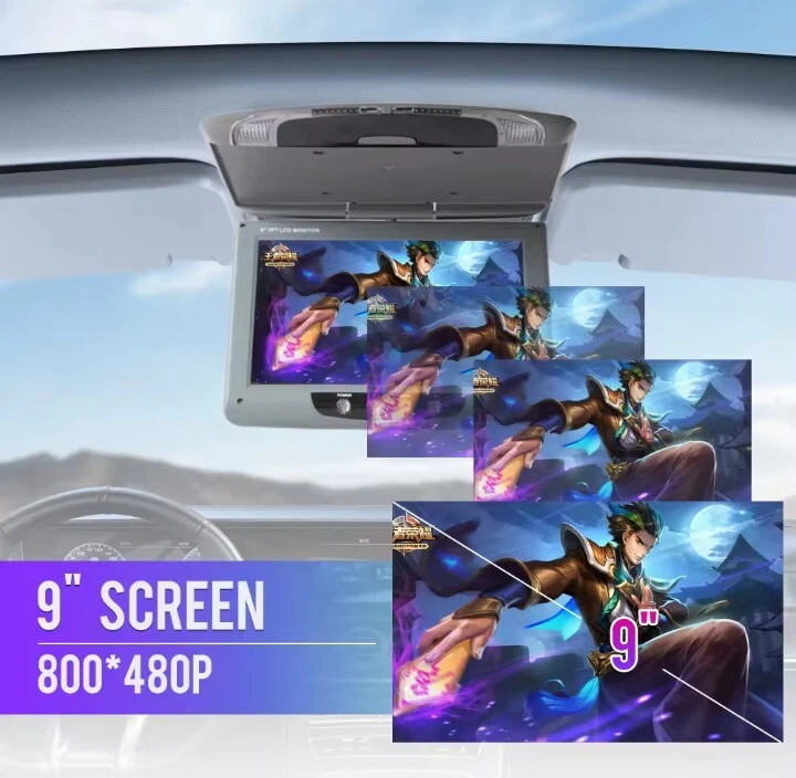 Monitor LCD da 9 pollici per montaggio a soffitto schermo per auto. Multimediale - Immagine 4 di 4