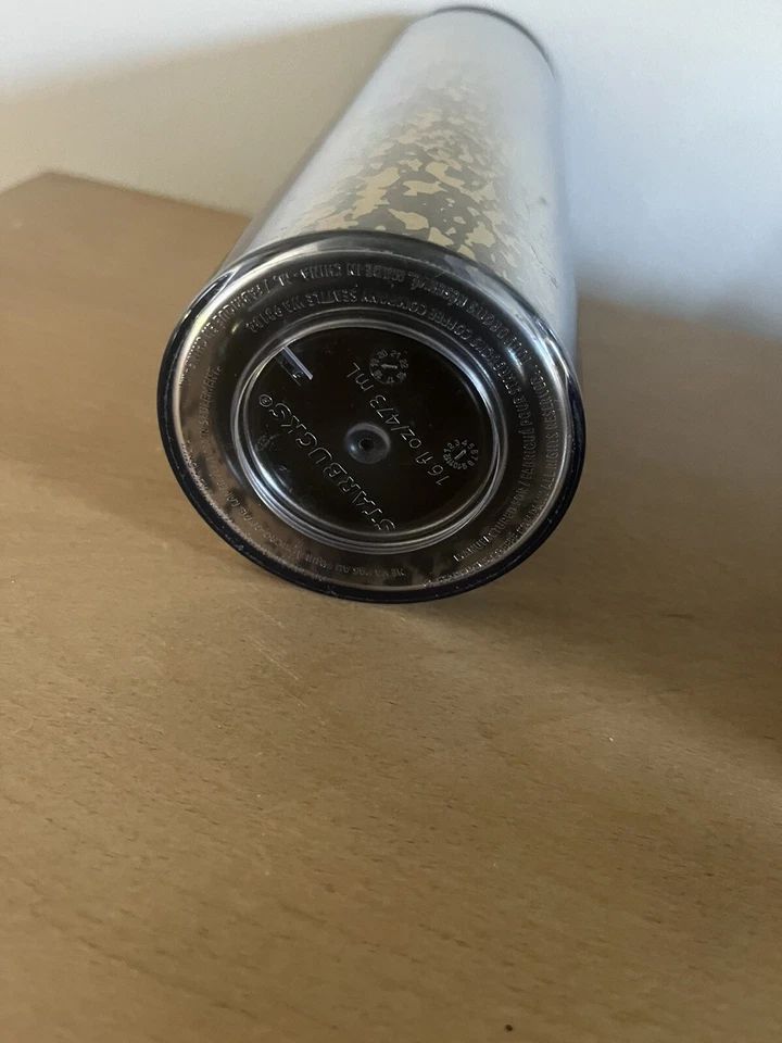 Vaso de viaje Starbucks café frío caliente negro copos dorados 16 oz vacaciones 2019 Foto 3 de 4
