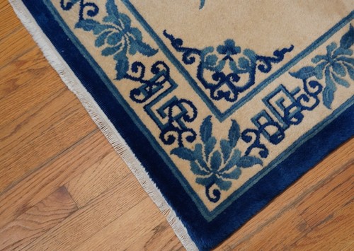 Lovely Chinese Peking Hand Knotted Wool Ivory Art Deco Oriental Rug 3' x 5' - Picture 17 of 19