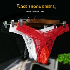 Sexy Sexy Pouch Panties Mens Sheer Lace G-String Gay Underwear Lingerie Thongs ⇖
