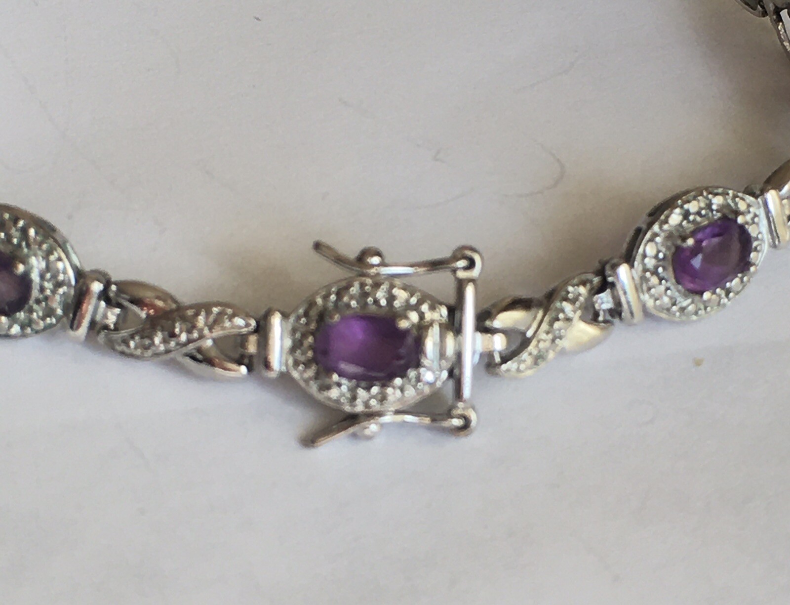 Gem Set Bracelet Solid 925 Sterling Silver Synthe… - image 8