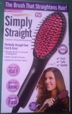 Simply Straight Ceramic Brush Hair Straightener Brush 450F Ionic Fast Torn Pack