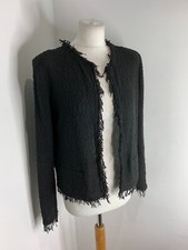 Iro Boucle Tweed Shavani Jacket 38 10 Vgc Short Tailored Fringe Trim Semi Fitted
