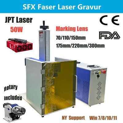 JPT 50W Fiber Laser Marking Metal Engraver 50W with Protective Cover ＆Rotary 80