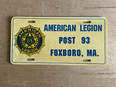 American Legion License Plate Foxboro MA Post 93 Vintage Plastic