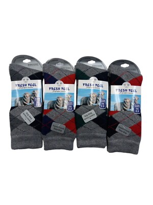 Herren Merinowolle Thermo Easy Grip Argyle Diabetikerfreundliche weiche Socken 6-11 Posten