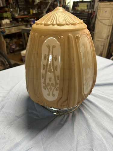 Vintage 1910-1920s Glass Victorian Ceiling Light Fixture W Mount - Picture 2 of 4
