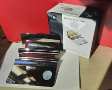 Terence Conran Polished Letter Rack & Desk Tidy + Notes Pad,  Metal - Boxed, New