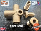 Brass Brake Pipe Fitting Female 3 Way T piece M10 X 1 For 3/16" Pipe + FREE 3MU